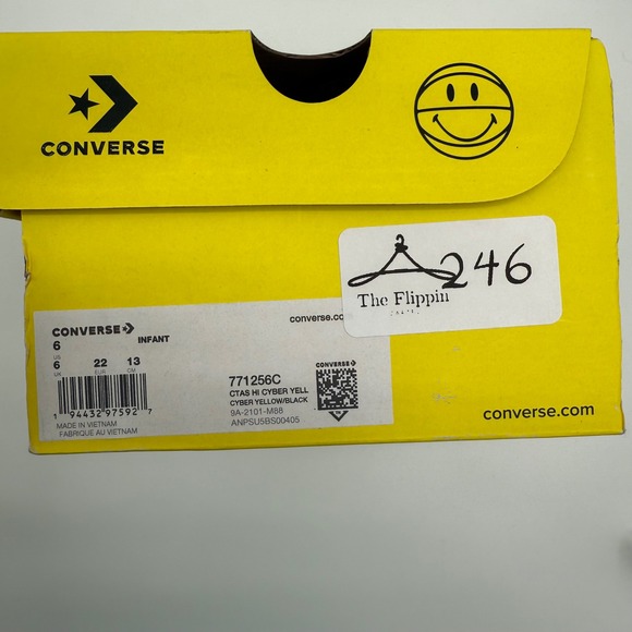Converse CTAS Hi Cyber Yellow Yell Smiley Face  Sneakers Shoes Size 6 - Picture 5 of 5